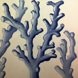 Quadro acrilico ramo di corallo azzurro